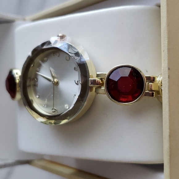 Charter Club Women's Gold-Tone Ruby Crystal Bracelet Watch 32mm - Picture 4 of 7